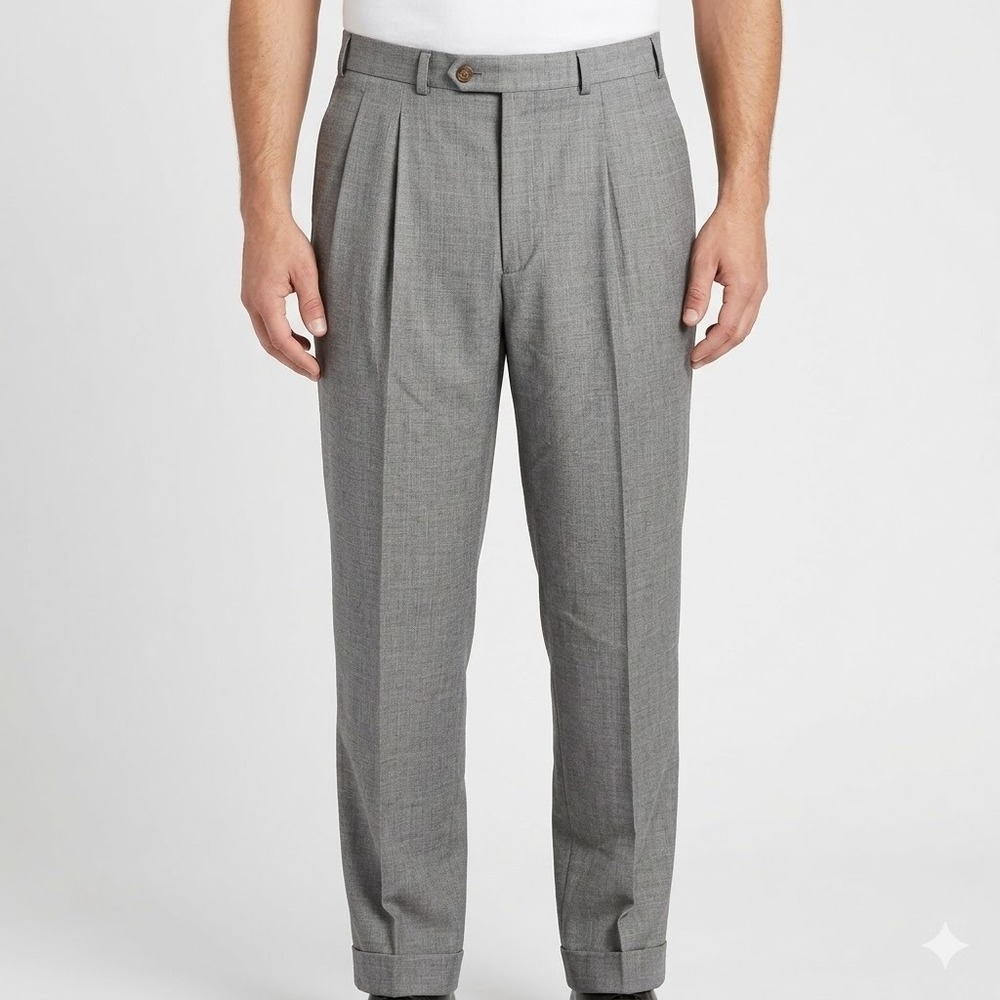 Lauren Ralph Lauren [Super‎ 100's Wool] Pleated Dress Pants Men 35x30 Gray EUC